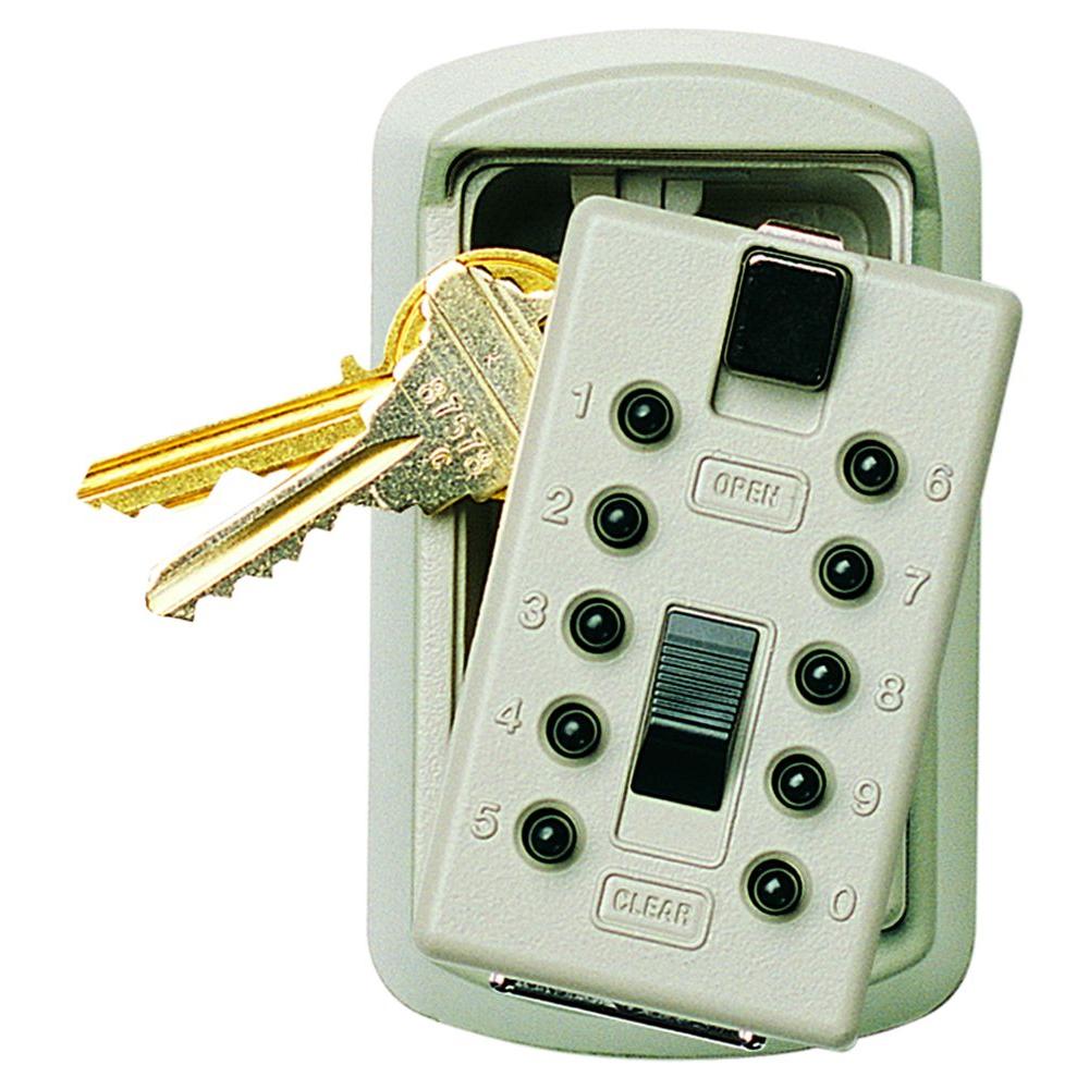 Kidde AccessPoint 001413 KeySafe Original Slimline Push Button Combination Permanent Key Lock Box White 2-Key