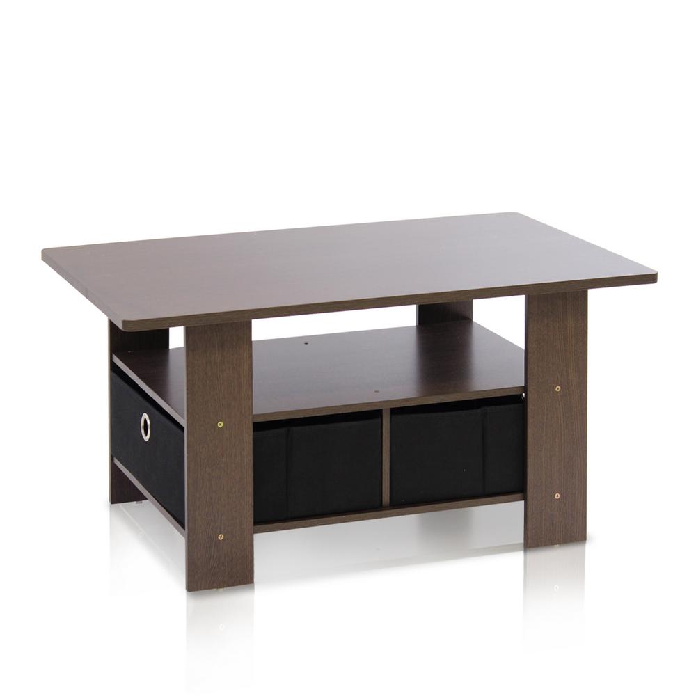Rectangle Small Under 20 In Brown Coffee Tables Accent Home Living Dark Brown And Black Built In Storage Coffee Table