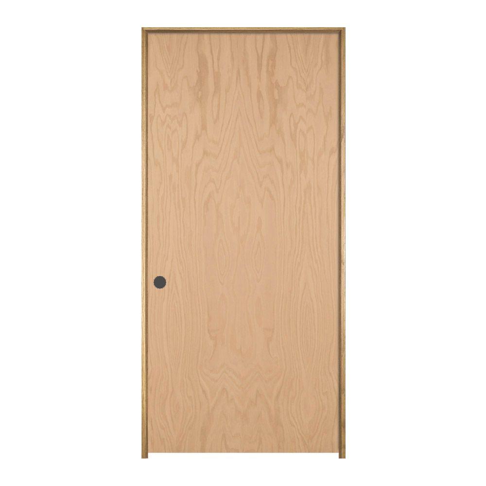 Jeld Wen 28 In X 80 In Oak Unfinished Right Hand Flush Wood