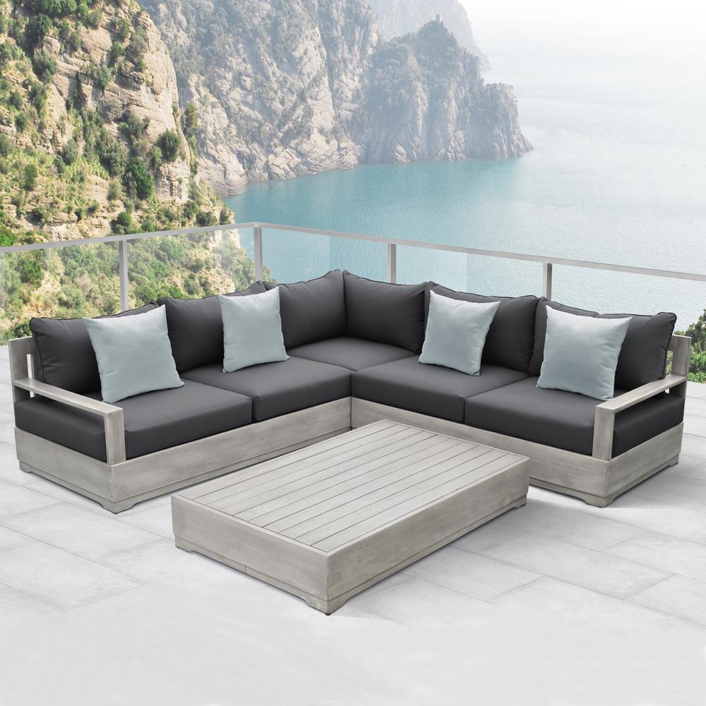 Ove Decors Beranda Ii Eucalyptus Wood Outdoor Sectional With Gray Ove Decors Beranda Ii Eucalyptus Wood