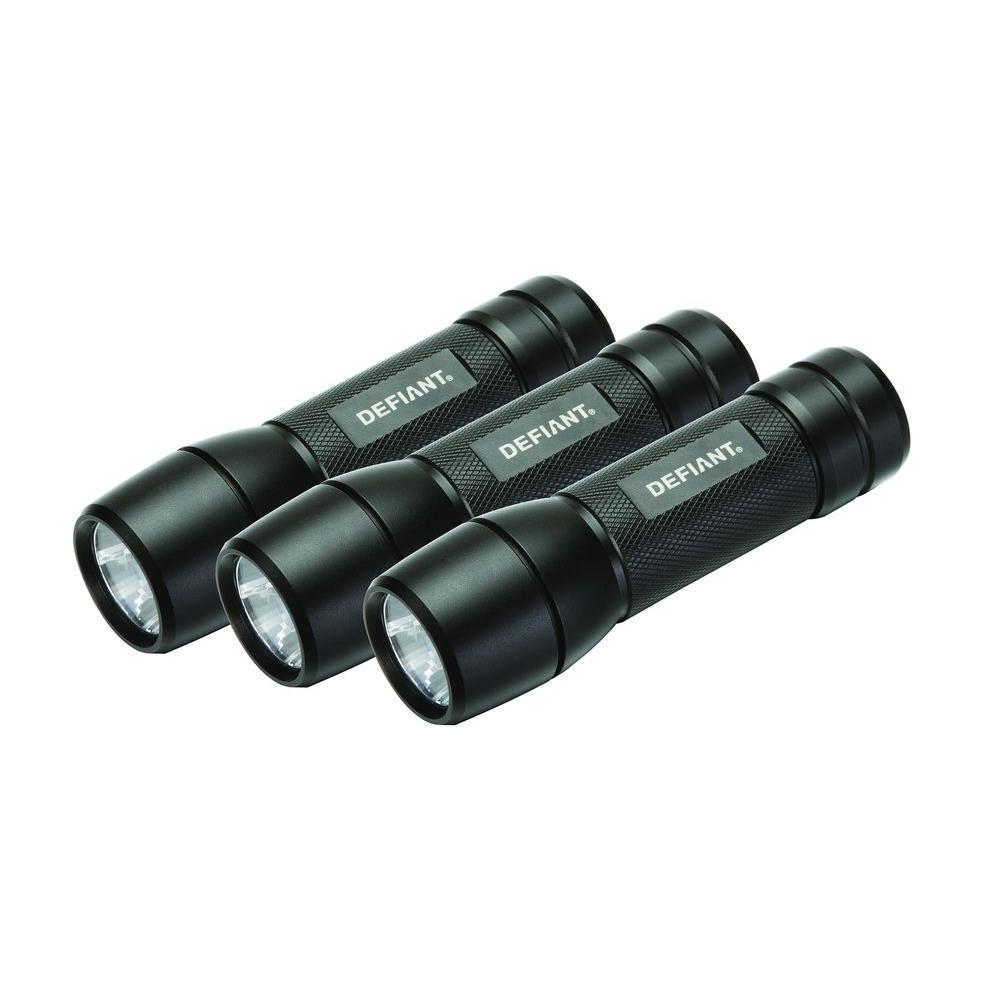 Aluminum Defiant Flashlights Accessories Safety Security 80 Lumen Led Flashlight 3 Pack