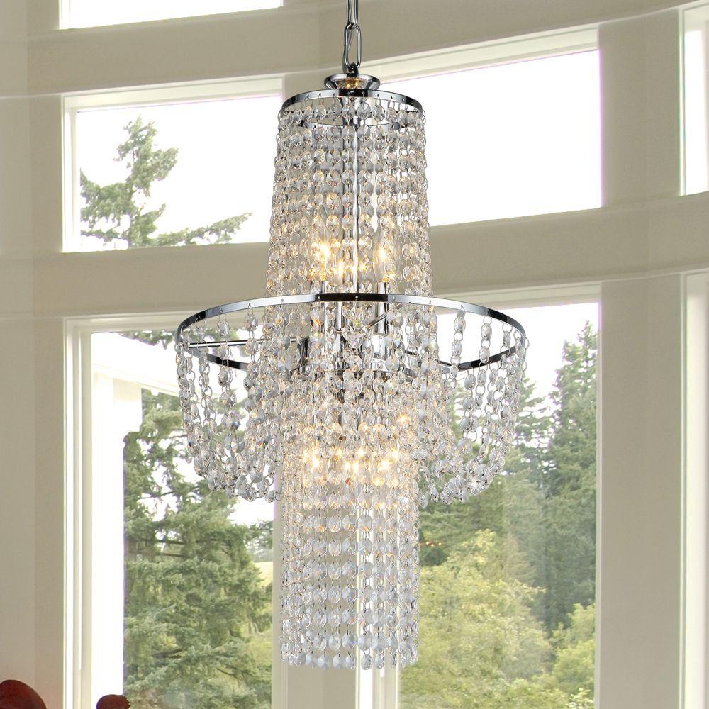 Warehouse Of Tiffany Charlotte 6 Light Crystal Chrome Chandelier Warehouse Of Tiffany Charlotte 6 Light