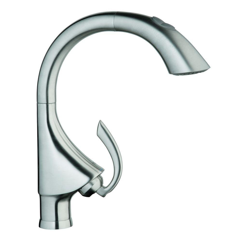 GROHE K4 Single-Handle Pull-Out Sprayer Kitchen Faucet in Stainless Stainless Steel Grohe Kitchen Faucet