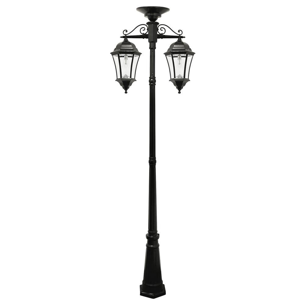 Gama Sonic Victorian Bulb Series 2 Light Black Led Outdoor Solar Lamp Post With Downward Hanging Fixtures Gama Sonic Victorian Bulb Series 2 Light Black Led Outdoor Solar Lamp Post With Downward Hanging Fixtures