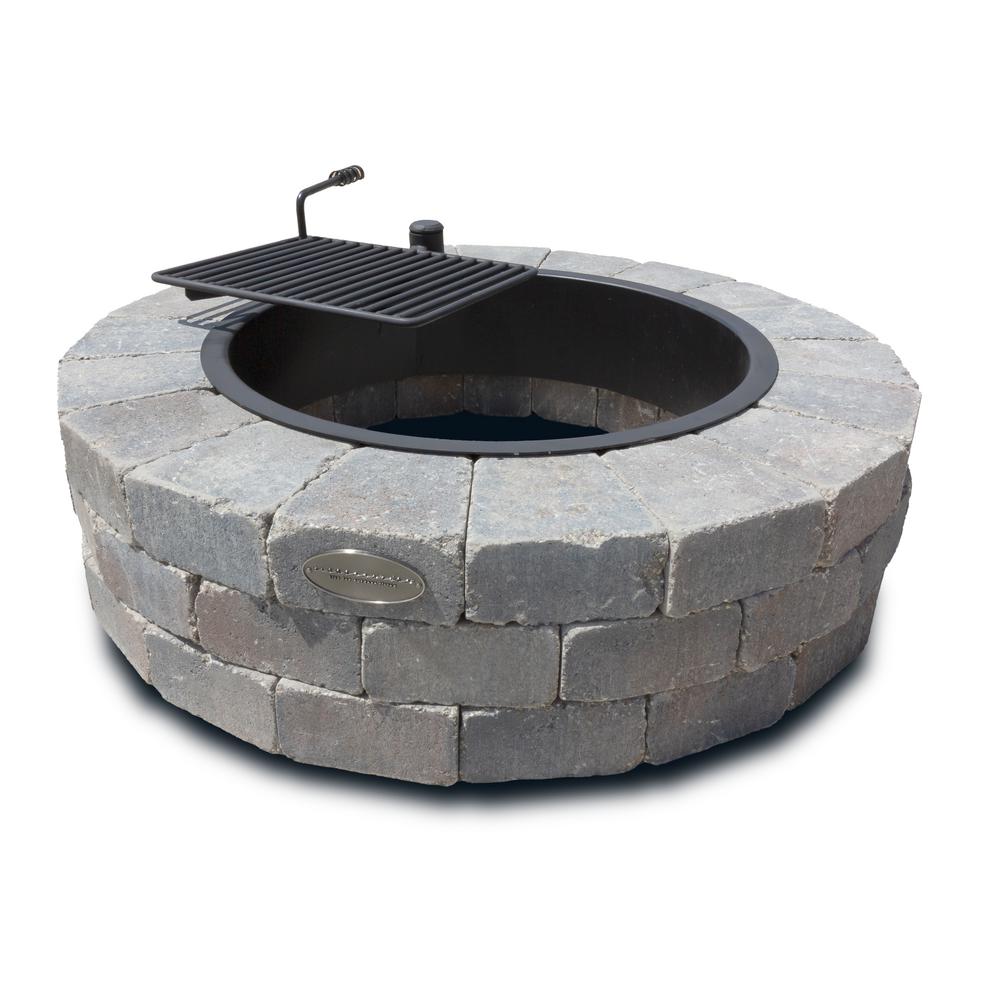 Necessories Grand 48 In Fire Pit Kit In Bluestone With Cooking Grate 3500006 The Home Depot