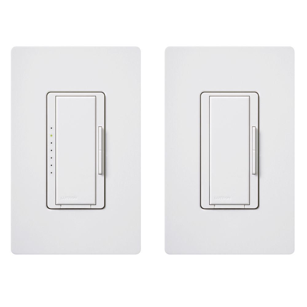 Maestro Led Dimmer Switch Kit For Dimmable Led Halogen And Incandescent Bulbs 3 Way Or Multi Location White