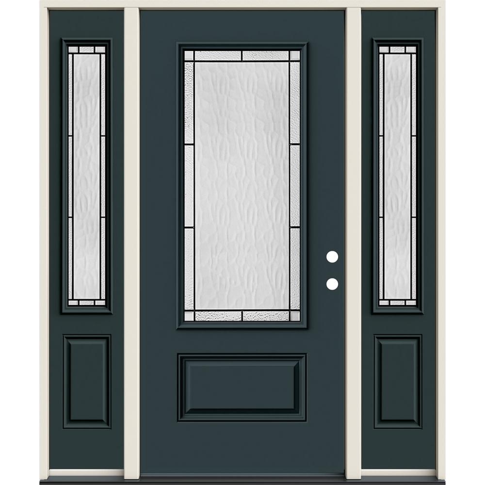 JELD-WEN 60 in. x 80 in. Left-Hand 3/4 Lite Decorative Glass Wendover ...