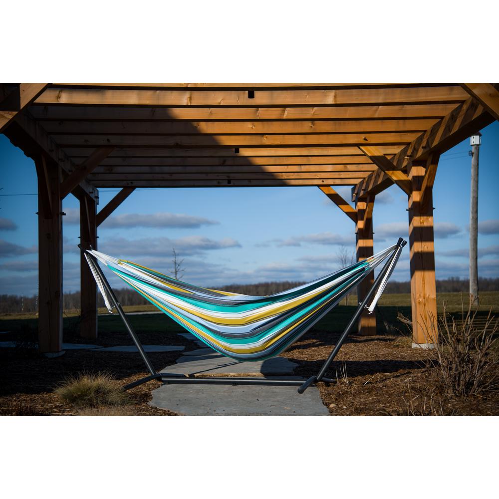 Vivere 9 ft. Cotton Double Hammock with Stand in DenimUHSDO912 The