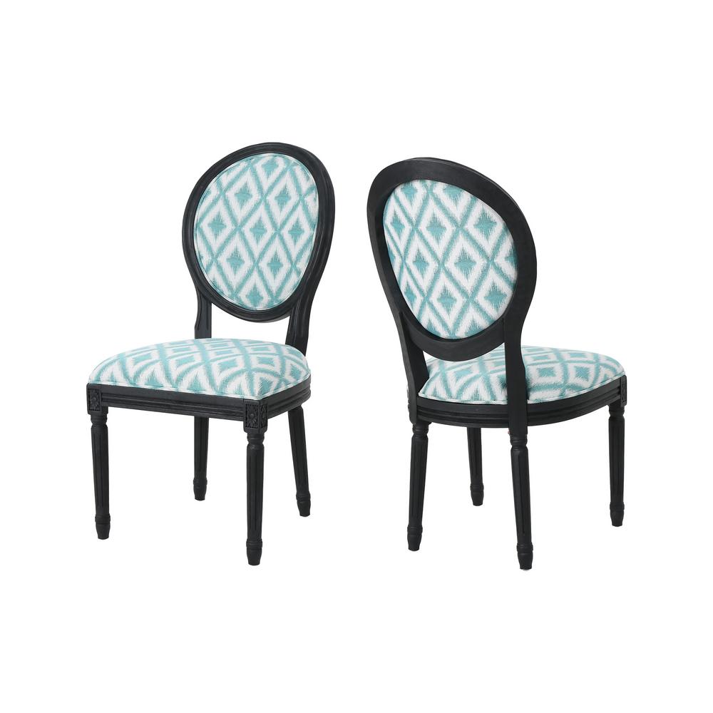 teal patterned chair