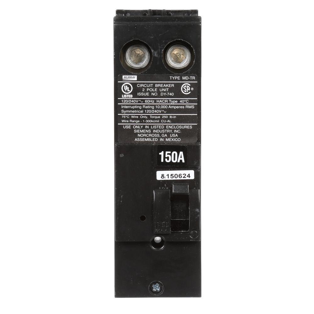 Murray 150 Amp DoublePole 10 kA Type MDT Reverse Handle Circuit