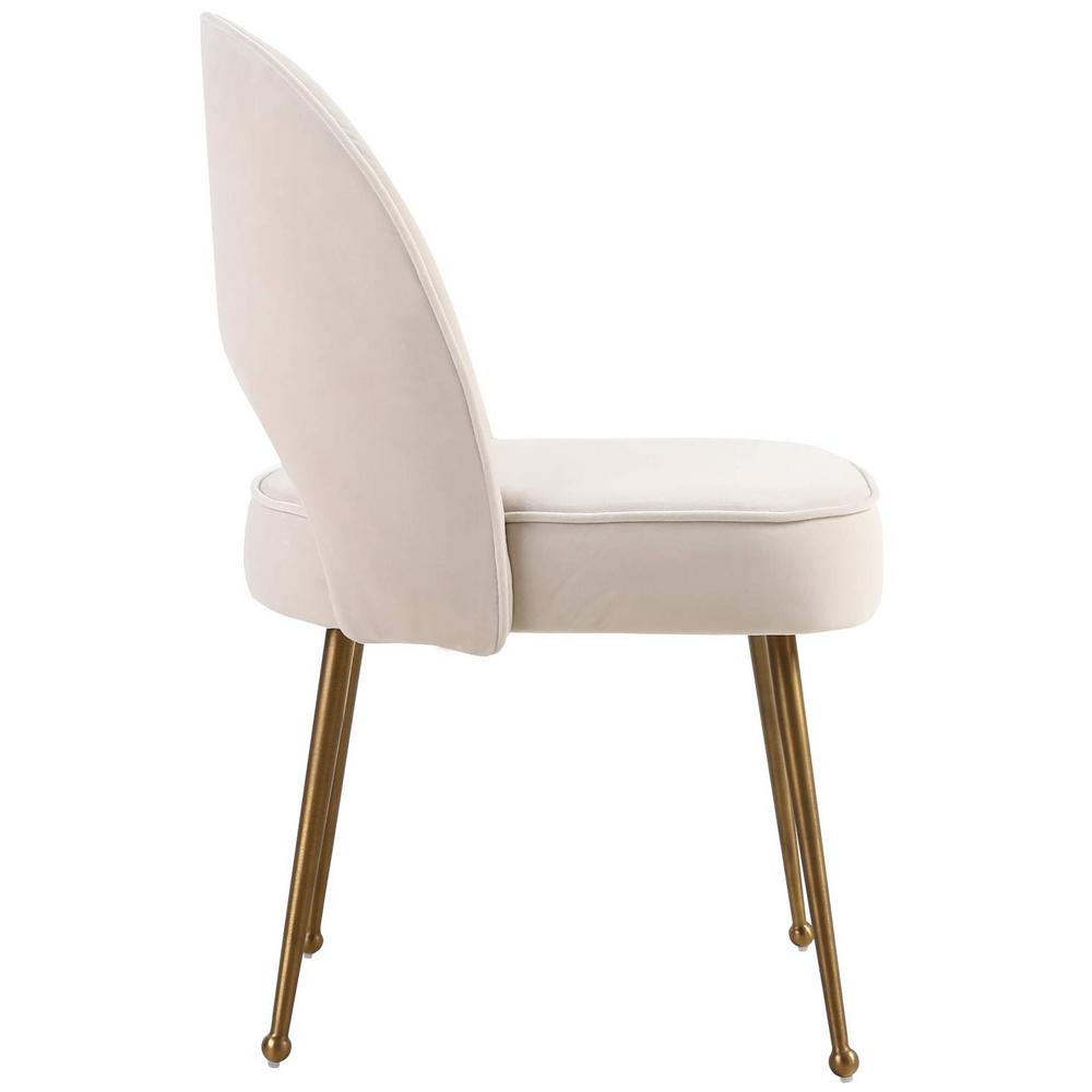 Boyel Living Beige Velvet Upholstered Curved Back Accent Dining Armless Side Chair With Gold Metal Legs Set Of 2 Wf Dc 004bg The Home Depot