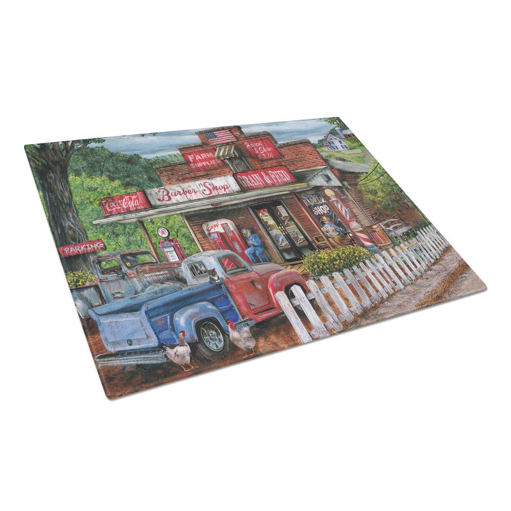 Carolines Treasures Saturday Morning at the Shop Tempered Glass Large Cutting Board, Multi-Color