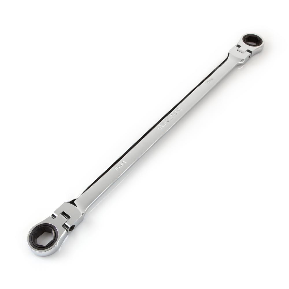 TEKTON 16 mm x 18 mm Extra Long Flex-Head Ratcheting Box End Wrench ...