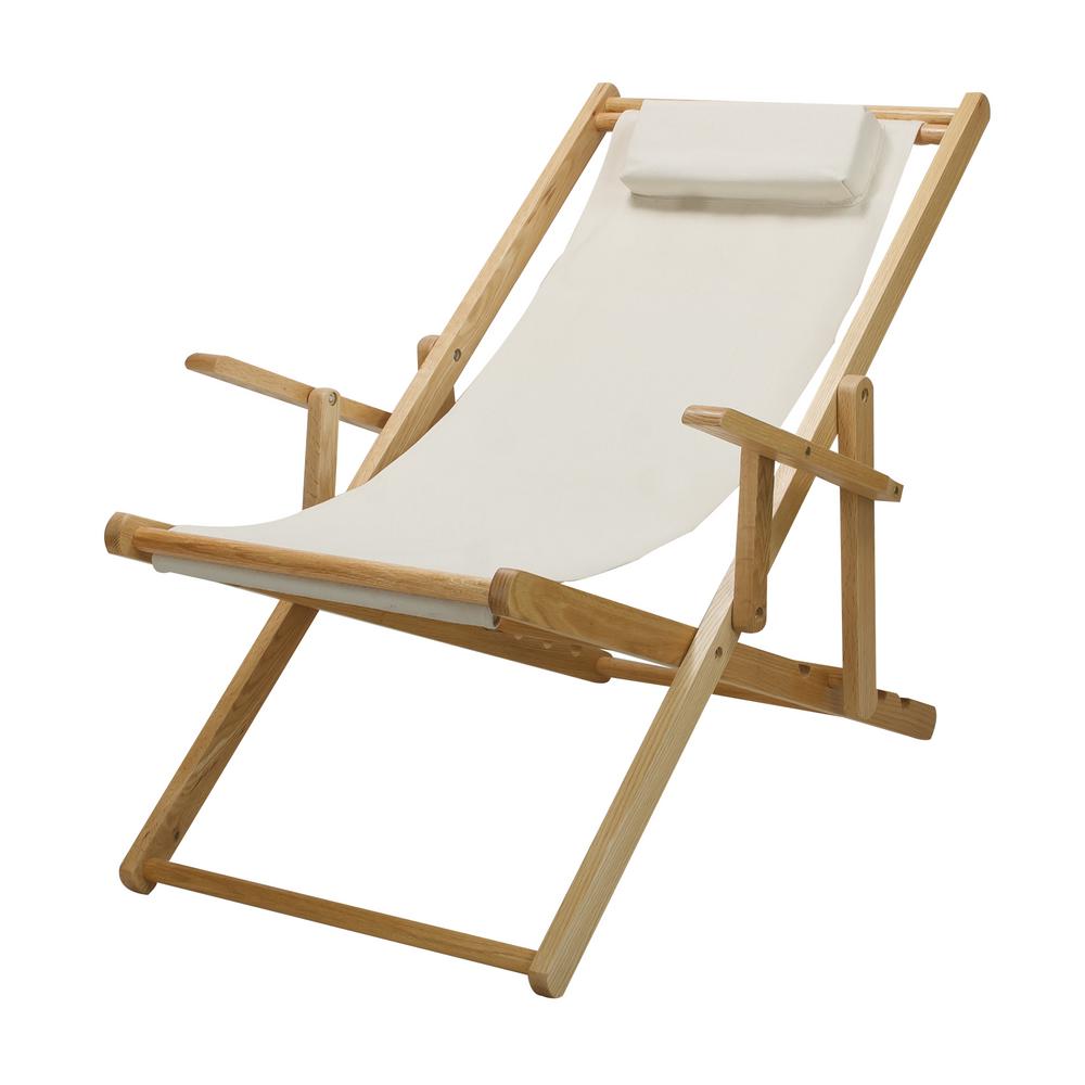 Natural Canvas Solid Wood Sling Chair 