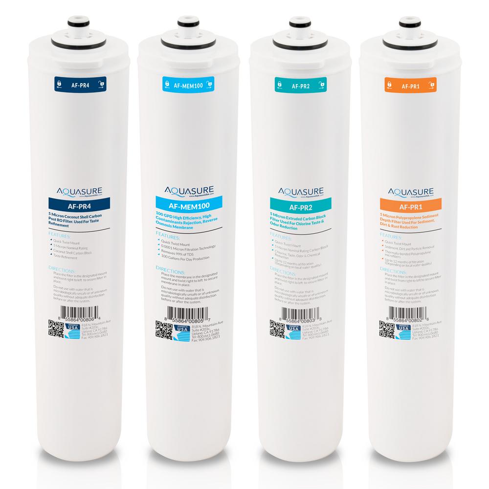 Aquasure Premier 100 Gpd Reverse Osmosis Complete 4 Stages Water Filter Cartridge Af Cp100 The Home Depot