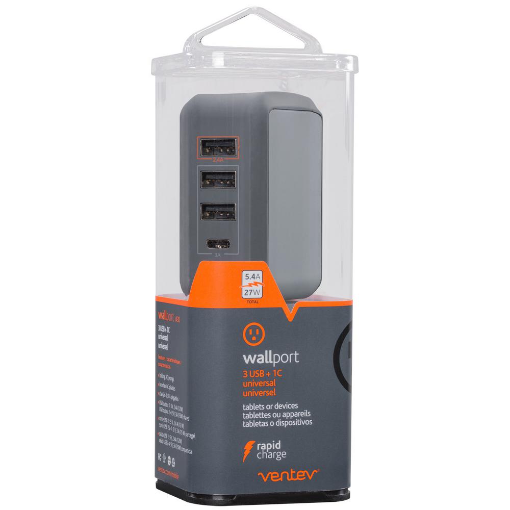 Ventev Wallport R430 Wall Charger 4Port USB539326 The Home Depot