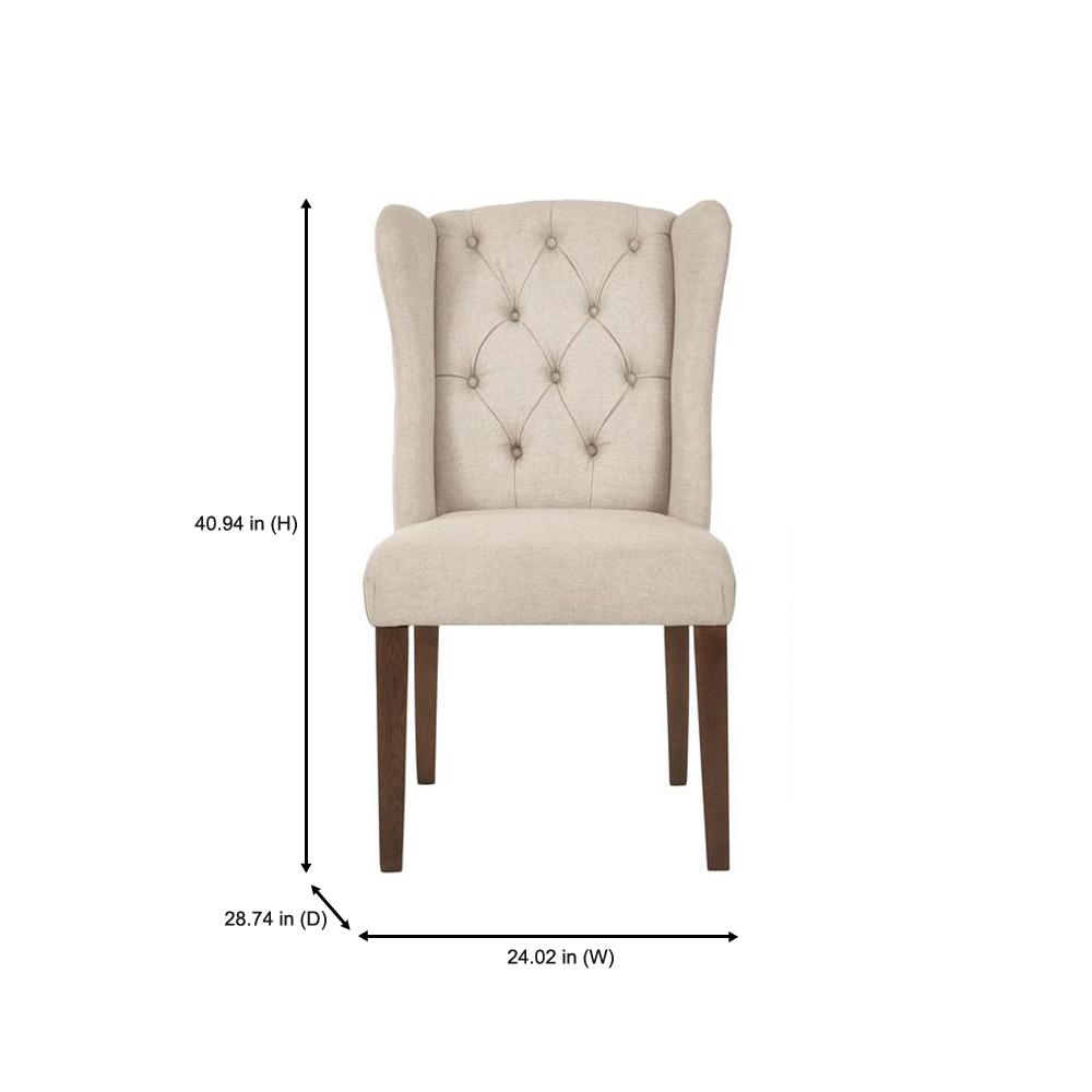 Home Decorators Collection Belcrest Sable Brown Wood Upholstered Dining Chair With Biscuit Beige Seat Set Of 2 24 02 In W X 40 94 In H 4083 D Biscuit The Home Depot