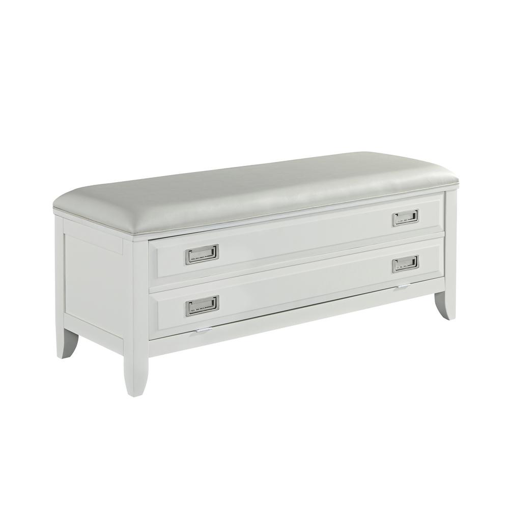 Newport White Storage Bench