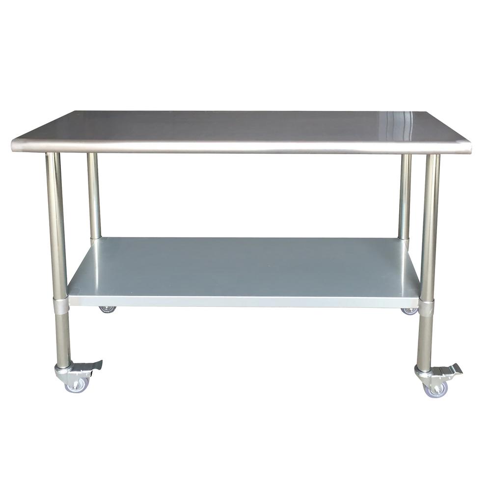 Sportsman Stainless Steel Kitchen Utility Table With Locking Casters 802788 The Home Depot