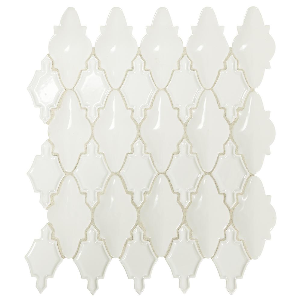 Daltile Premier Accents Alabaster Arabesque 12 in. x 14 in. x 12 mm