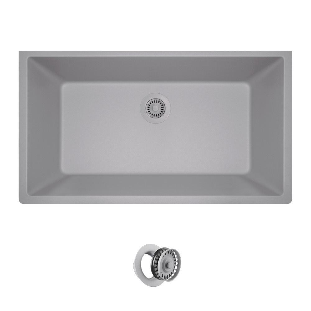 Mr Direct All In One Undermount Composite 33 Single Bowl Kitchen All In One Undermount Composite 33 Single Bowl Kitchen Sink Silver