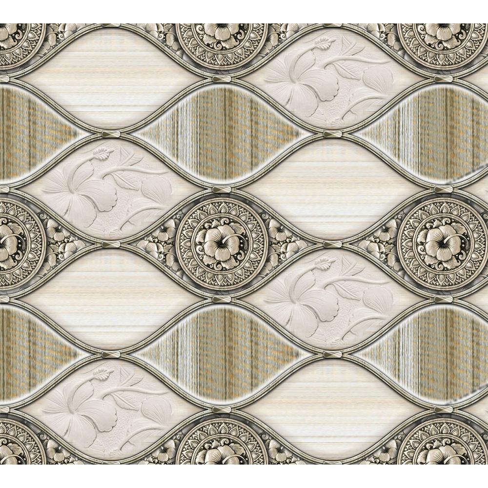 ft. 3.2 ft x 1.6 ft Flowers Interior Design Wall Paneling Decor Dundee Deco P459694 Off-White 96cm x 48cm PVC 3D Wall Panel 0.46 sq. m 5.12 sq Silver Faux Waves