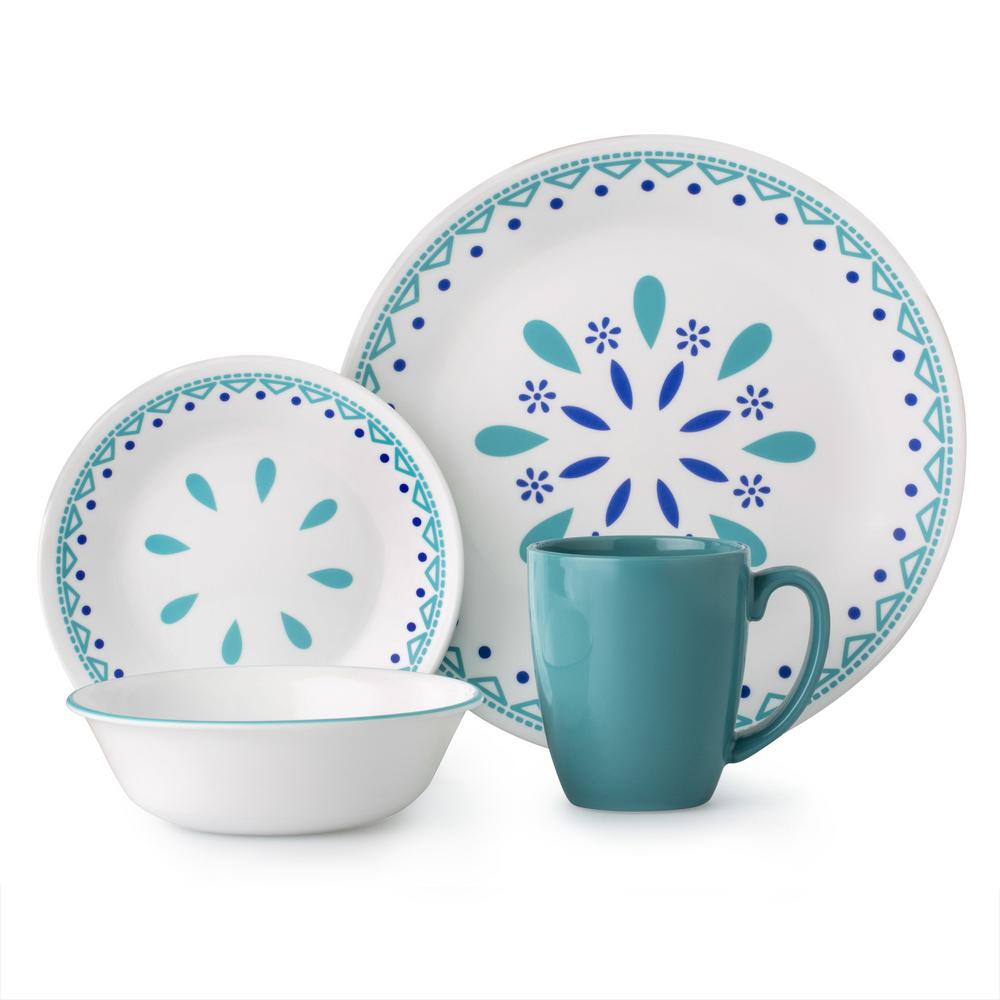 Corelle Classic 16-Piece Santorini Sky Dinnerware Set