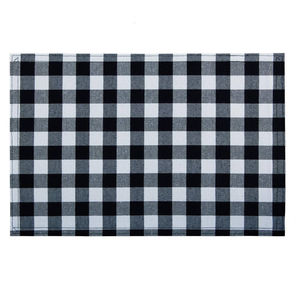 ACHIM Buffalo Check 18 in. x 12 in. Blacks Black/White Checkered Cotton ...