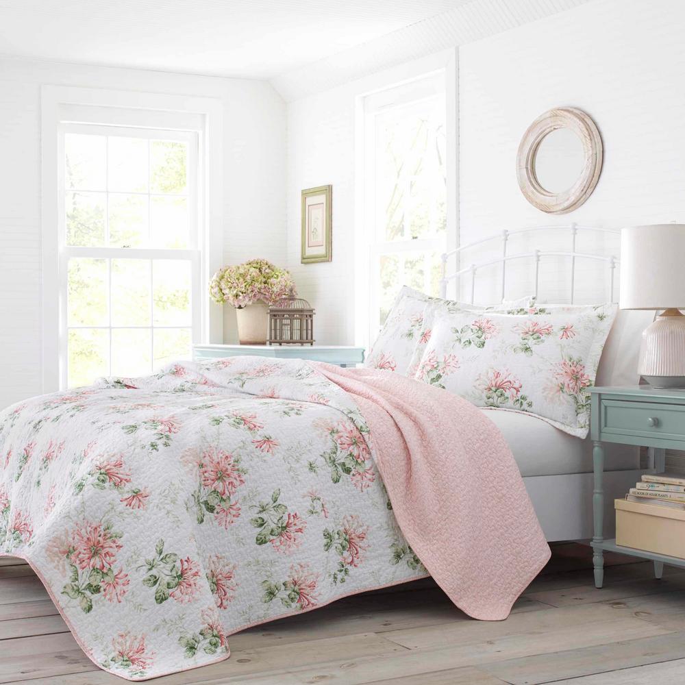Laura Ashley Amberley 3Piece Biscuit Floral Cotton King Quilt Set