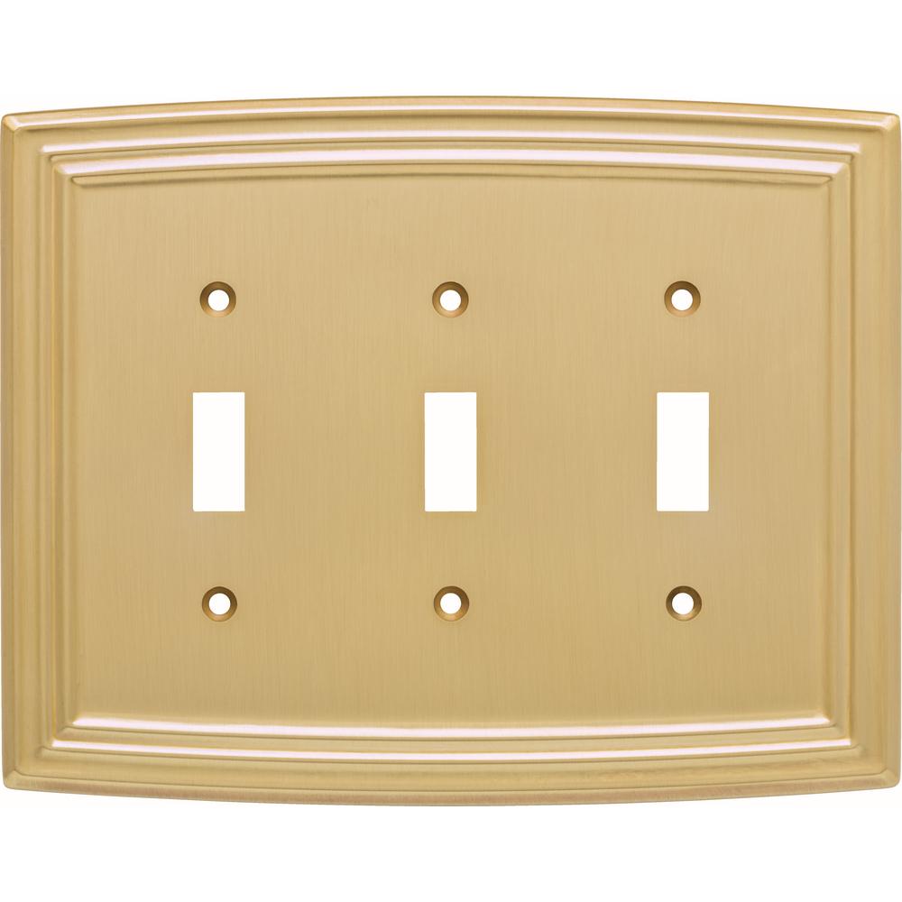 Liberty Emery Decorative Triple Light Switch Cover Brushed Brass