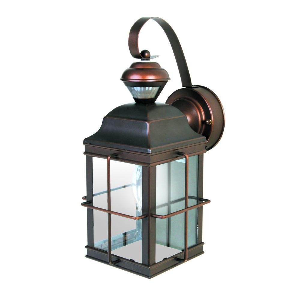 Bronze Outdoor Lanterns Motion Sensing Wall Mounted New England Carriage 150 Degree Antique Bronze Motion Sensing Outdoor Lantern