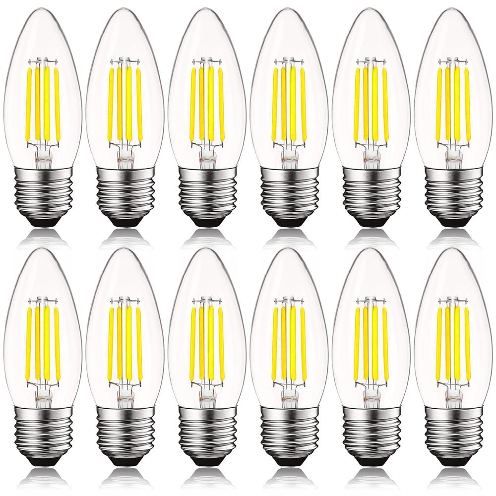LUXRITE 60Watt Equivalent B10 Dimmable Edison LED Light Bulbs Torpedo