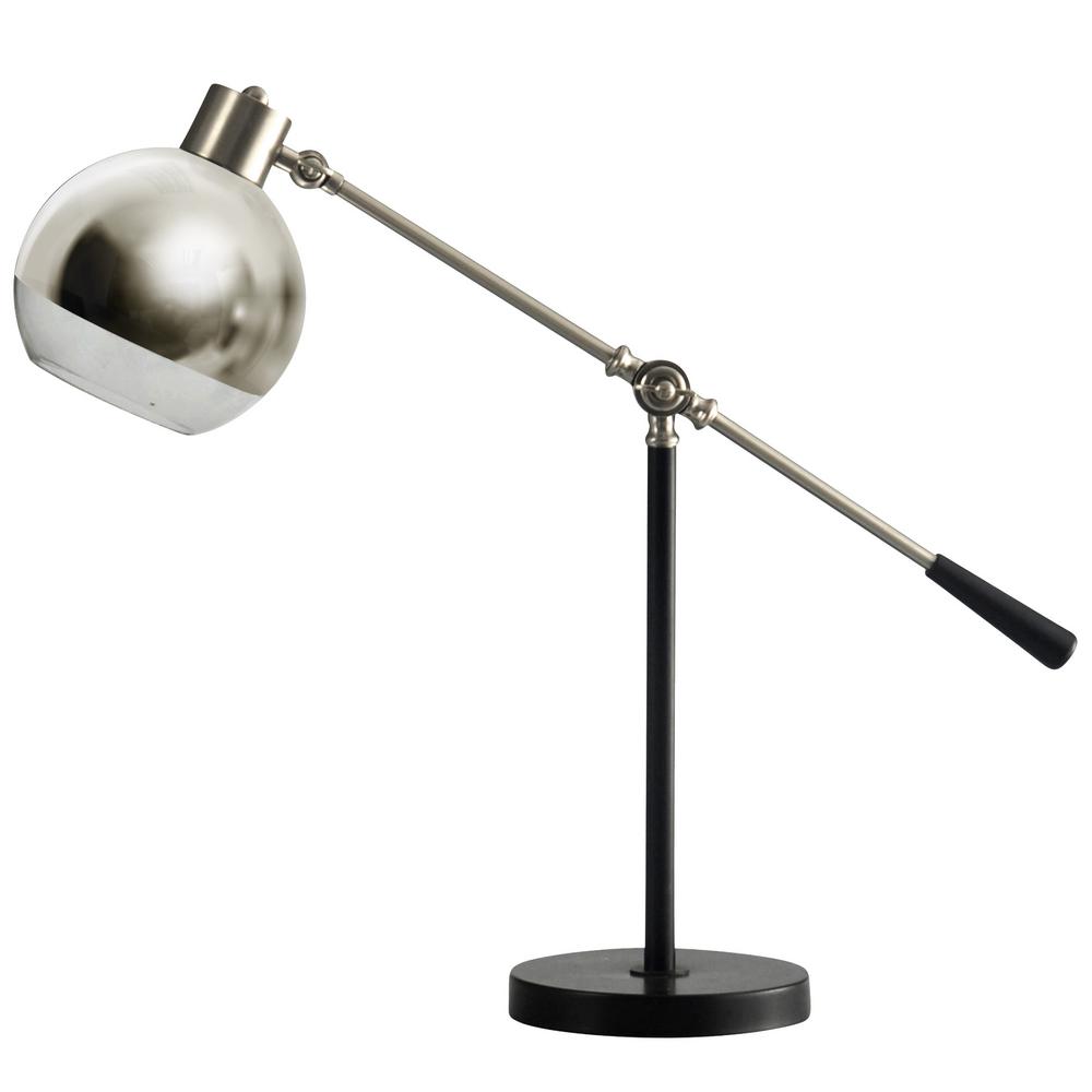 Stylecraft 22 5 In Black And Brushed Steel Table Lamp With Brushed Steel Table Lamp