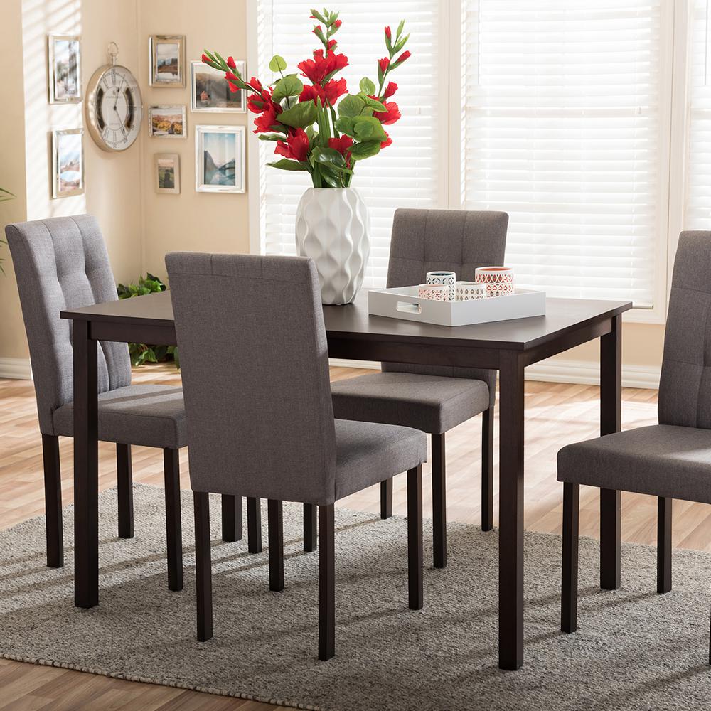 Baxton Studio Andrew 9 Grids 5 Piece Gray Fabric Upholstered Dining Set 5255 6810 Hd The Home Depot