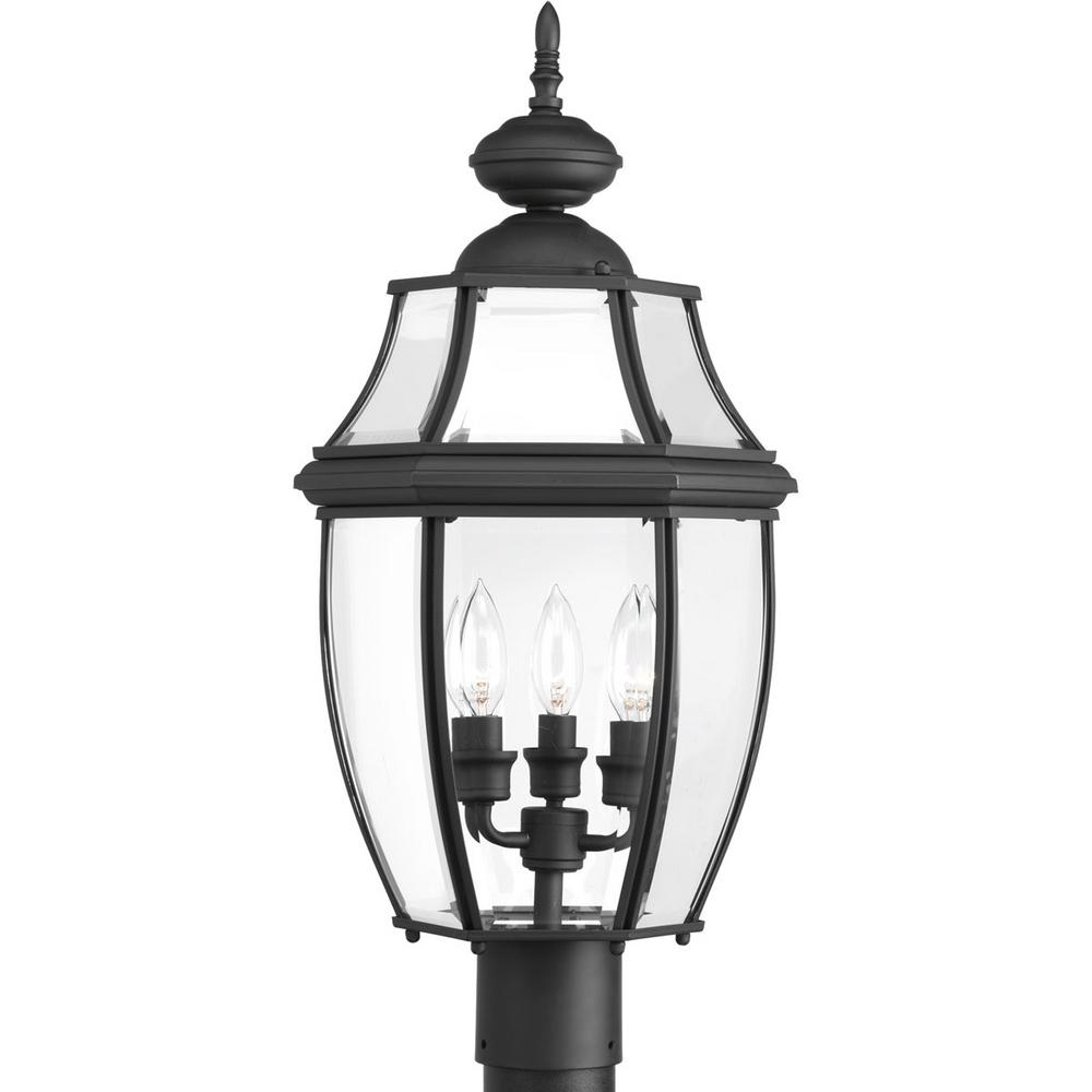 Progress Lighting New Haven Collection 3 Light Outdoor Black Post Lamp