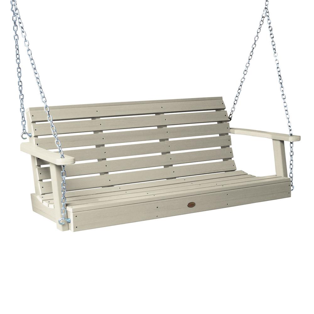 Highwood Weatherly 60 In 2 Person Whitewash Recycled Plastic Porch Swing