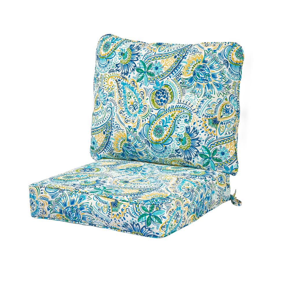 Greendale Home Fashions Baltic Paisley 2 Piece Deep Seating Outdoor Lounge Chair Cushion Set Oc7820 Baltic The Home Depot