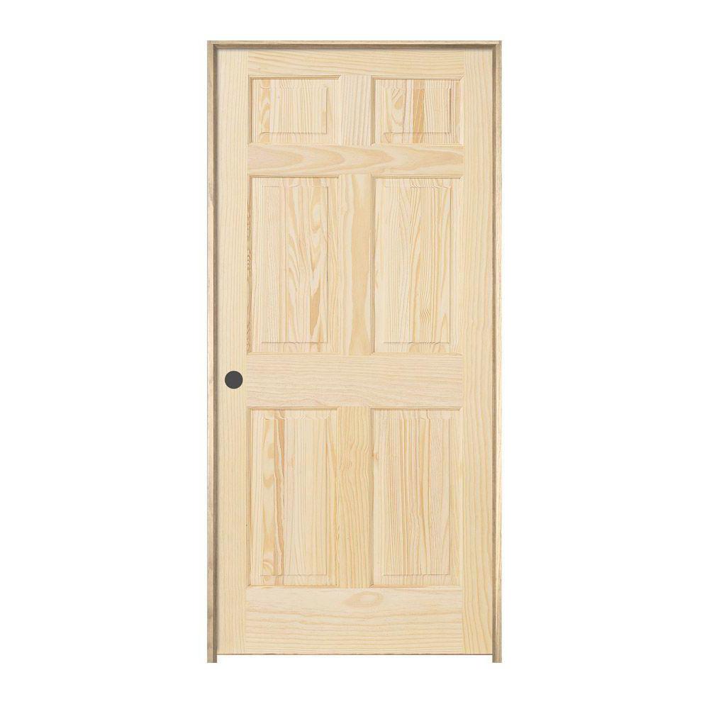 JELD-WEN 36 in. x 80 in. Knotty Pine Unfinished Right-Hand 6-Panel Wood