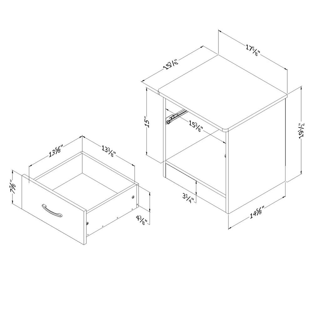 South Shore Libra 1 Drawer Pure Black Nightstand 3070061 The Home Depot