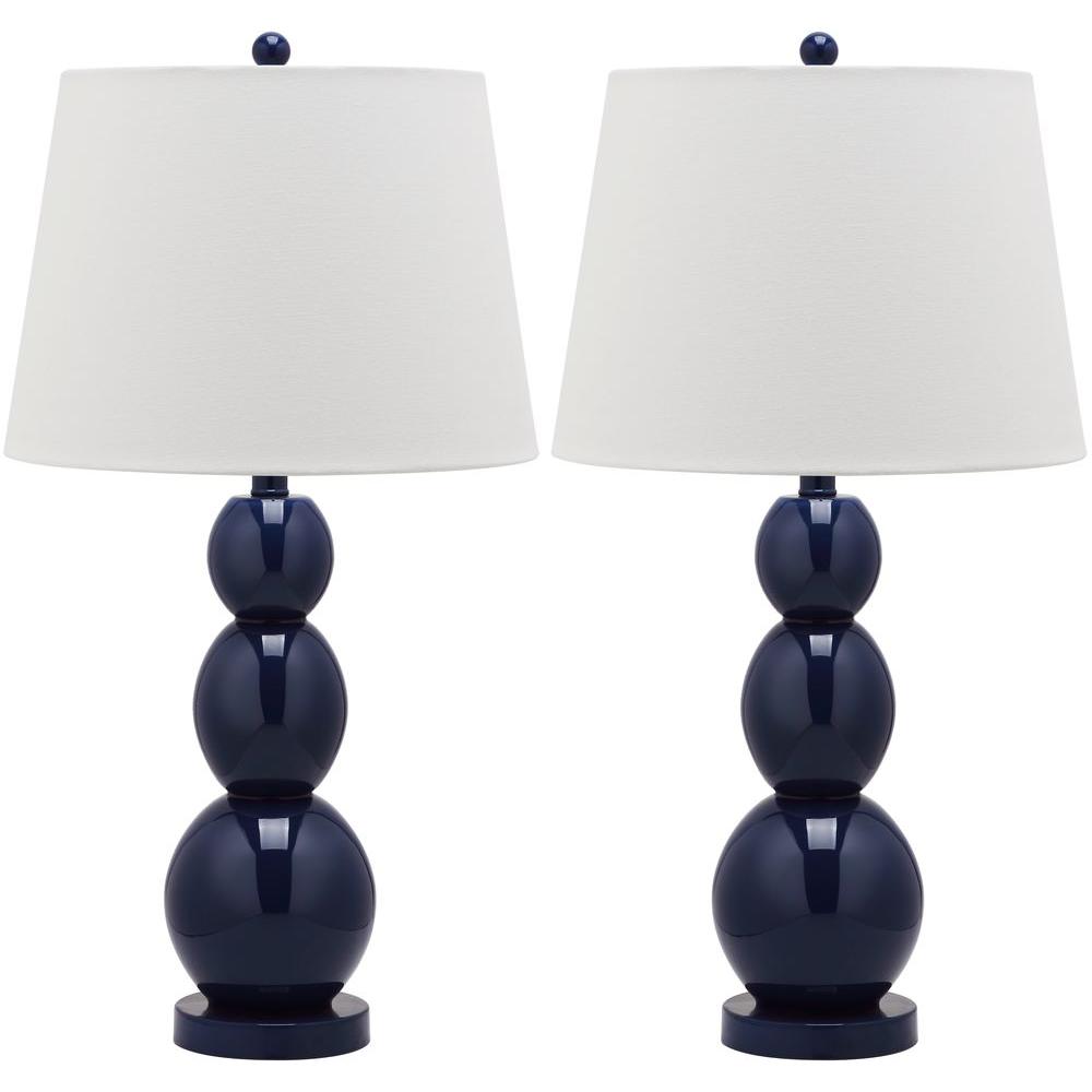 Safavieh Jayne 27.5 in. Navy Three Sphere Glass Lamp (Set ...