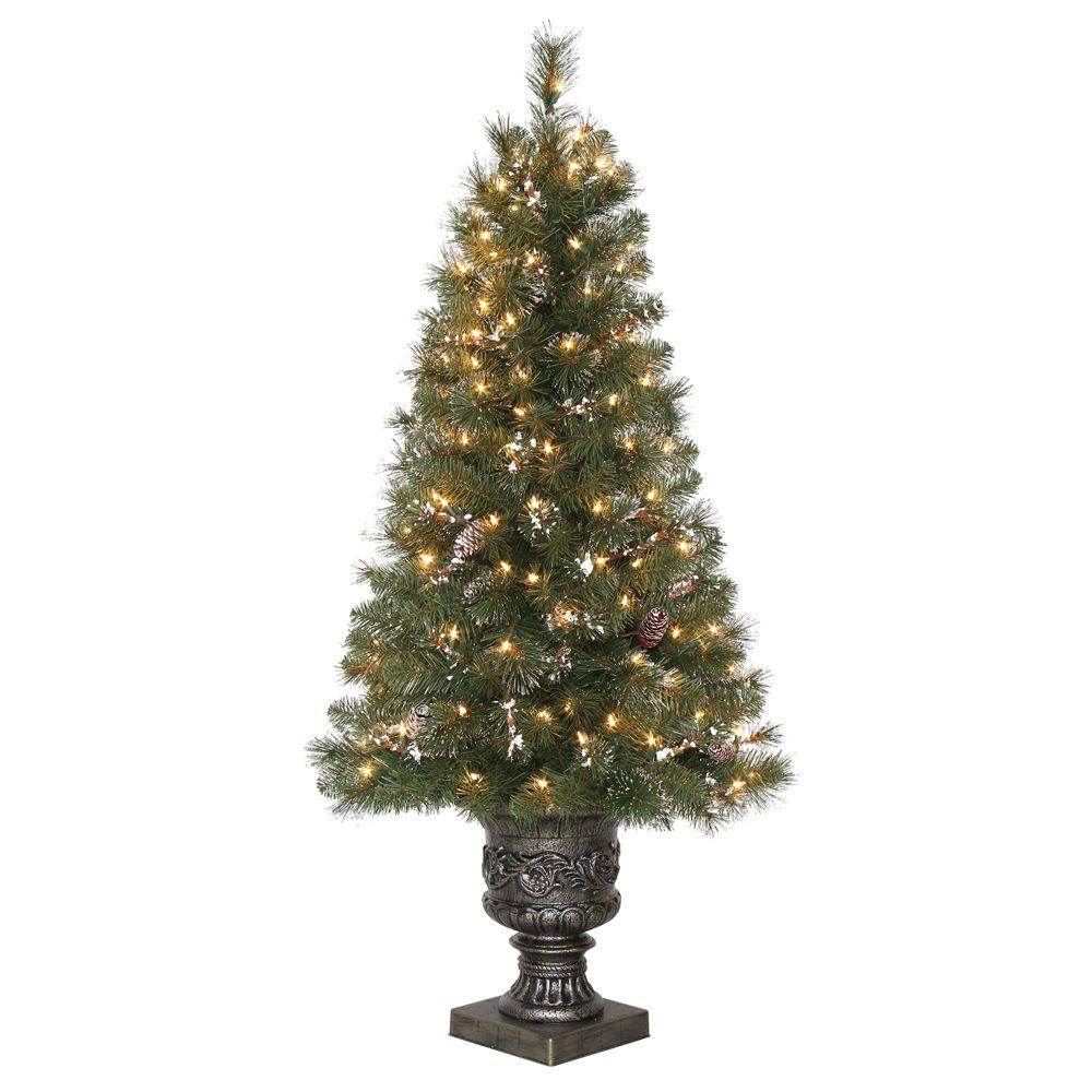 4.5 ft. Alpine Potted Artificial Christmas Tree with Pinecones and ...