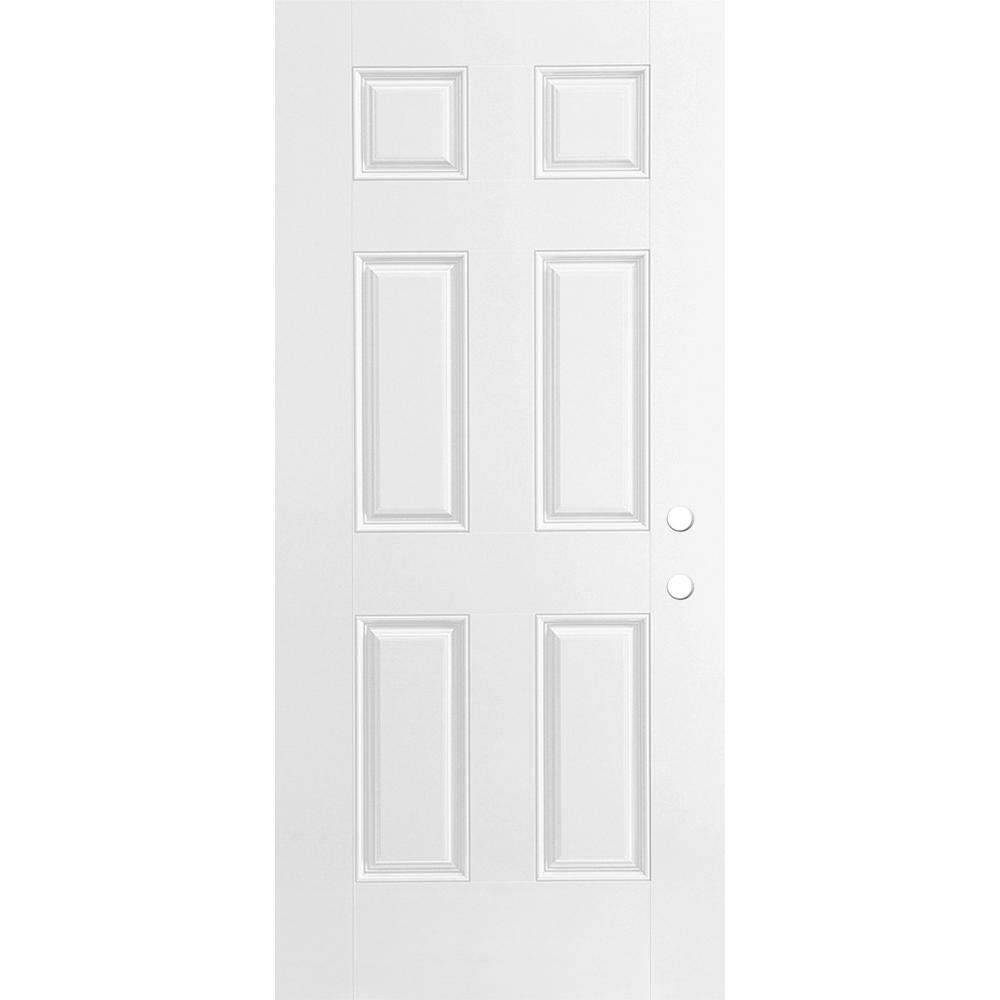 Masonite 32 in. x 80 in. 6-Panel Universal Reversible Primed Fiberglass