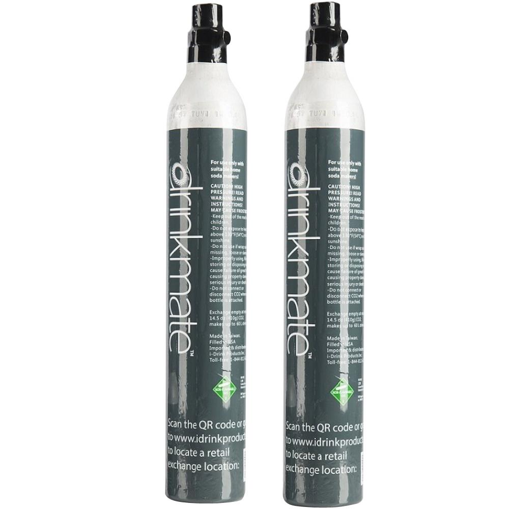 DrinkMate Carbonation Machine 60 l CO2 Cylinders, 14.5 oz. (Set of 2), Stainless Look