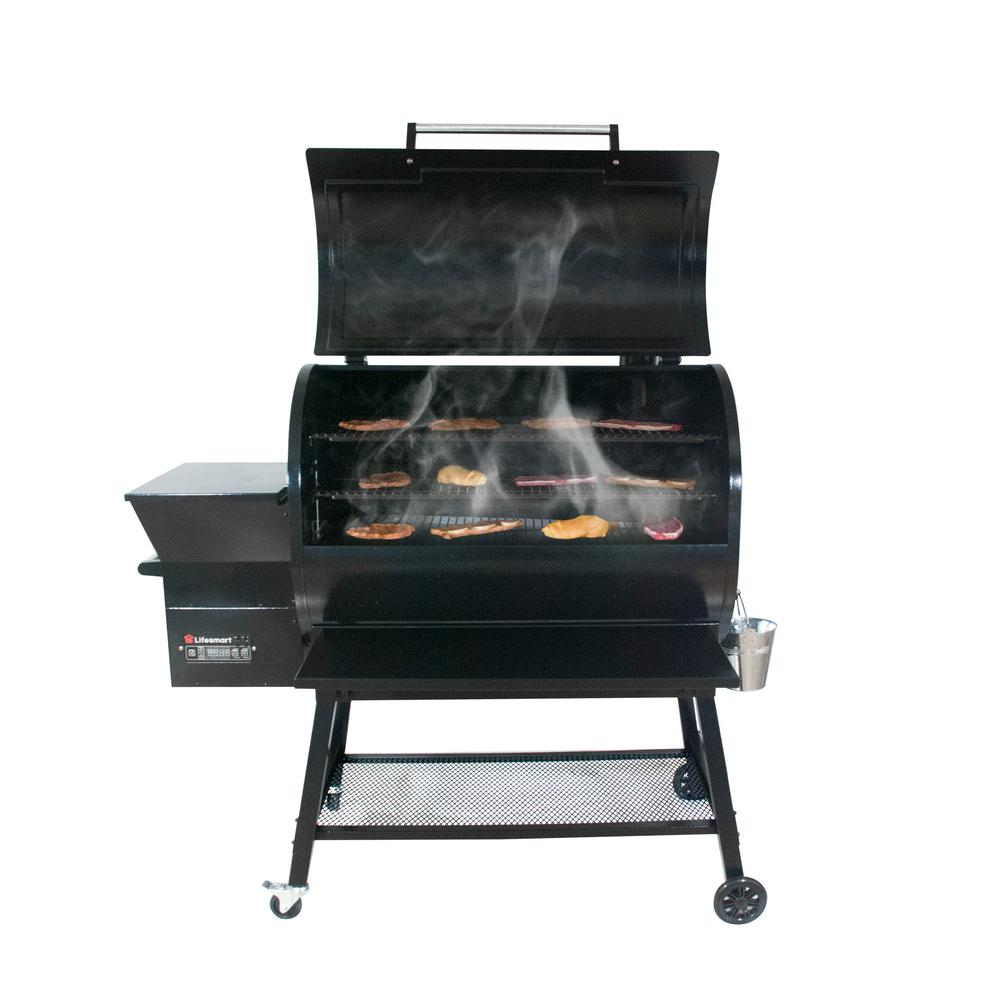 Lifesmart 2000 sq. in. Surface Pellet Grill and Smoker in Black with