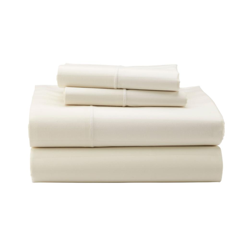 Damask Striped White 4 Pc Sheet Set All Sizes 1500 Thread Count 100/% Pure Cotton