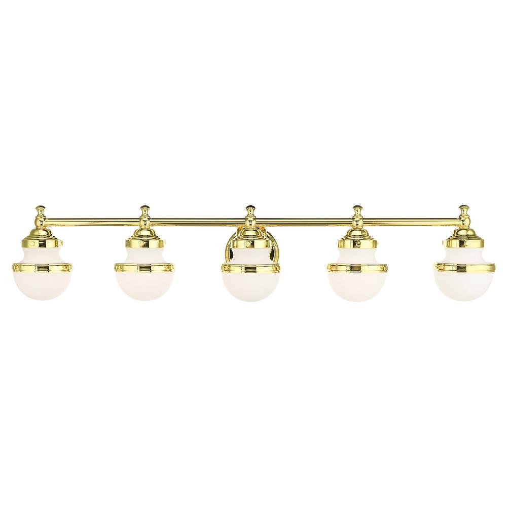 Livex Lighting Oldwick 5 125 In 5 Light Polished Brass Vanity Light   Polished Brass Livex Lighting Vanity Lighting 5715 02 64 1000 