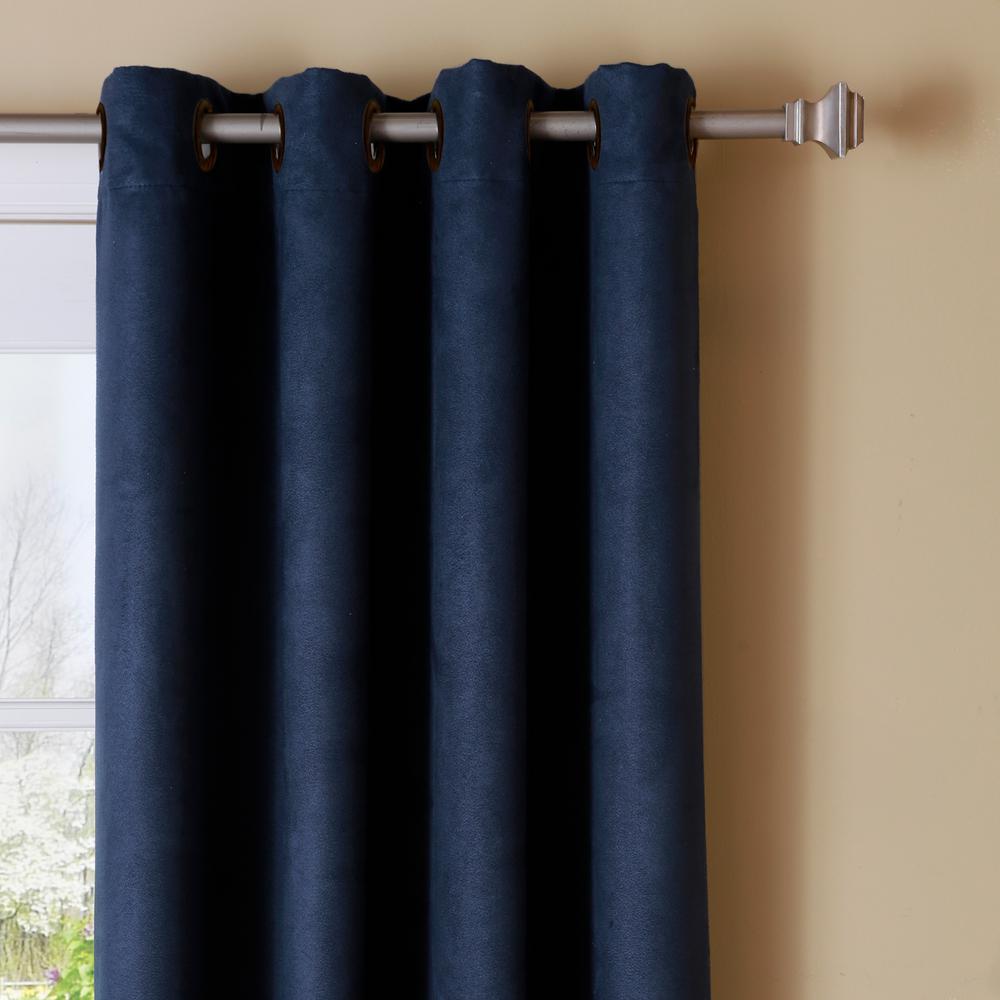 Best Home Fashion 84 In L Navy Suede Blackout Curtain 2 Pack