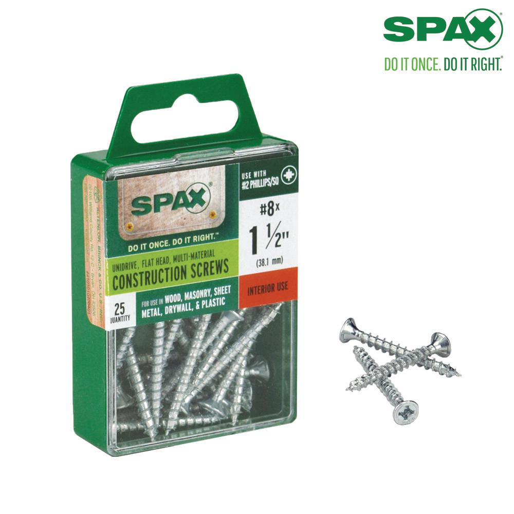 SPAX 8 x 11/2 in. Philips Square Drive FlatHead Full Thread Zinc