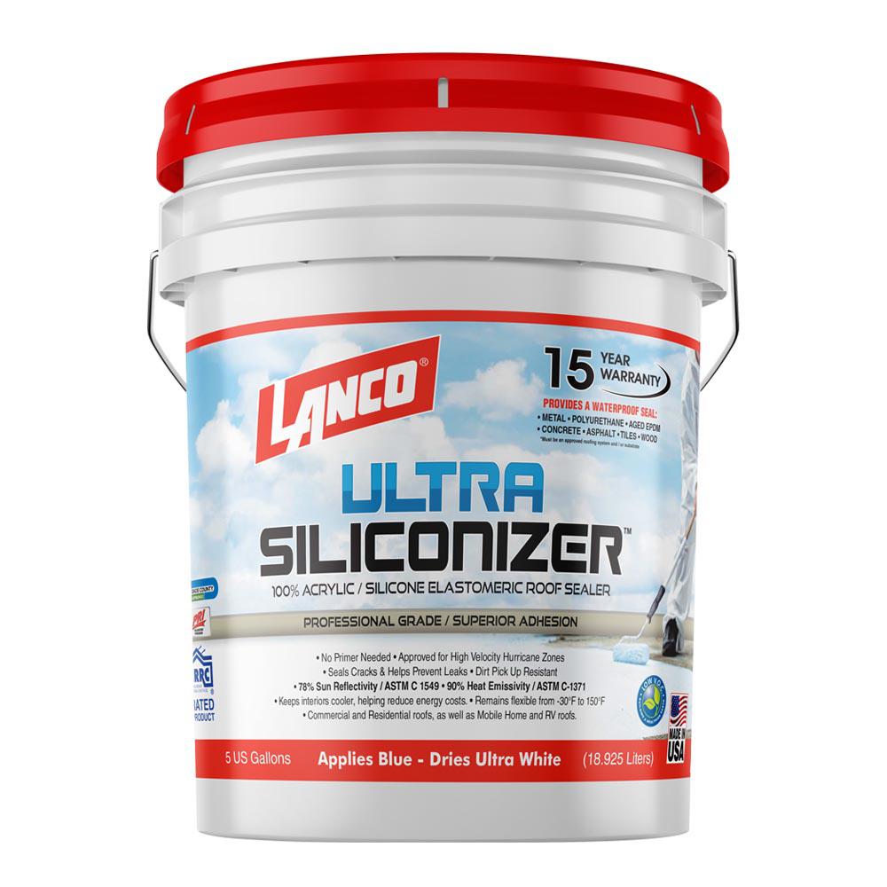 Lanco 5 Gal Ultra Siliconizer 100 Acrylic Elastomeric Reflective Roof Coating Silicone Modified Rc905 2 The Home Depot
