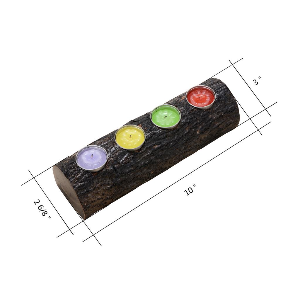 Villacera 10 In Black Decorative Mango Wood Fireplace Log Candle